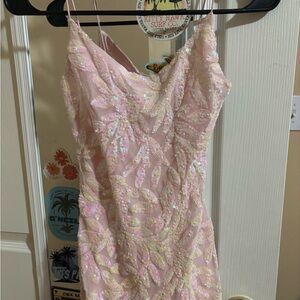 Elegant Pink Sequin Slip Dress